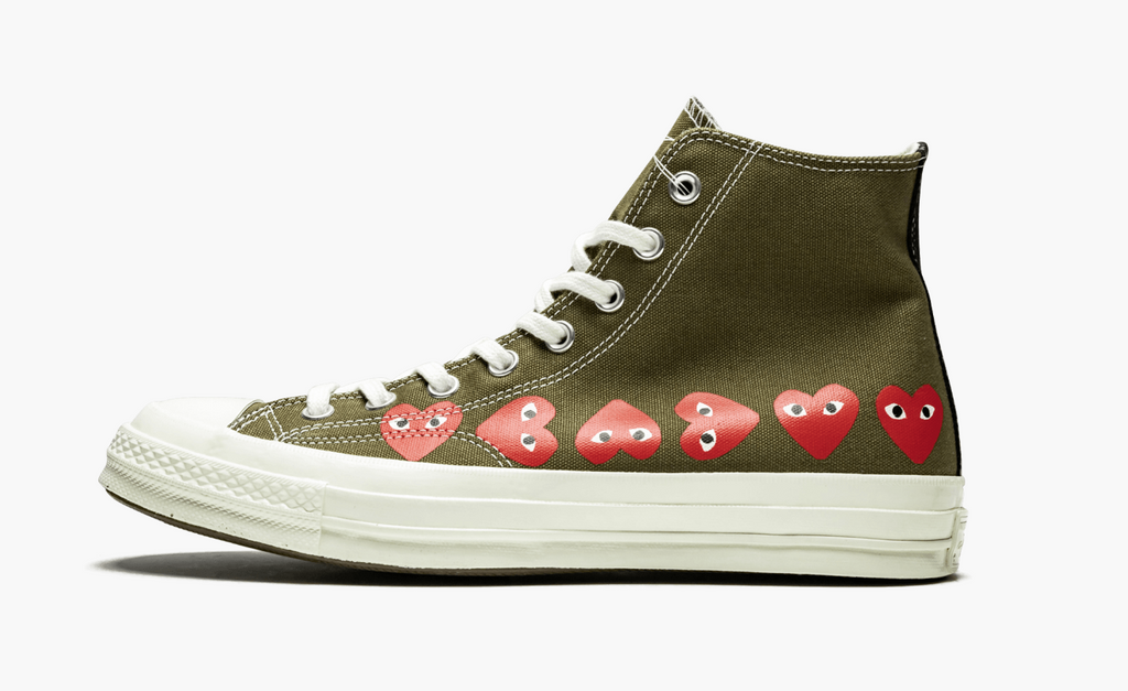 Converse Chuck Taylor All Star High 70s X CDG Multi Hearts Olive Men s Pimp Kicks