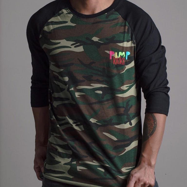Pimp Kick Black Camo 3/4 Shirt - Pimp Kicks