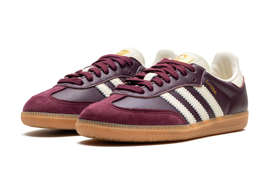 Adidas Samba OG Maroon Gold Metallic Women's