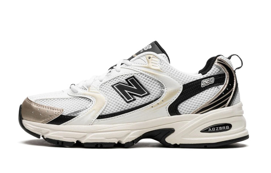 New Balance 530 White & Light Gold Metallic Men's