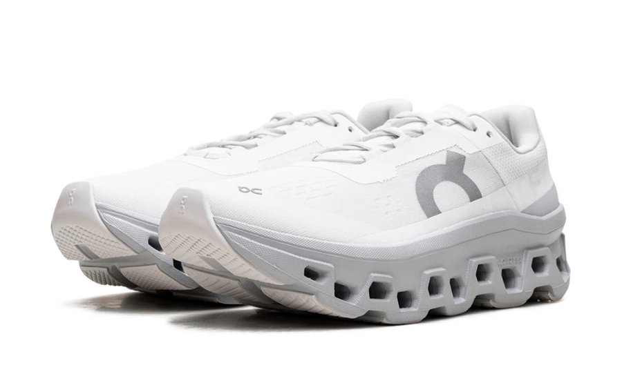 On Cloudmonster White And Glacier Grey Women's