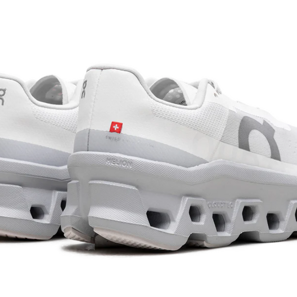 On Cloudmonster White And Glacier Grey Women's