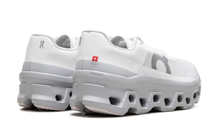 On Cloudmonster White And Glacier Grey Women's
