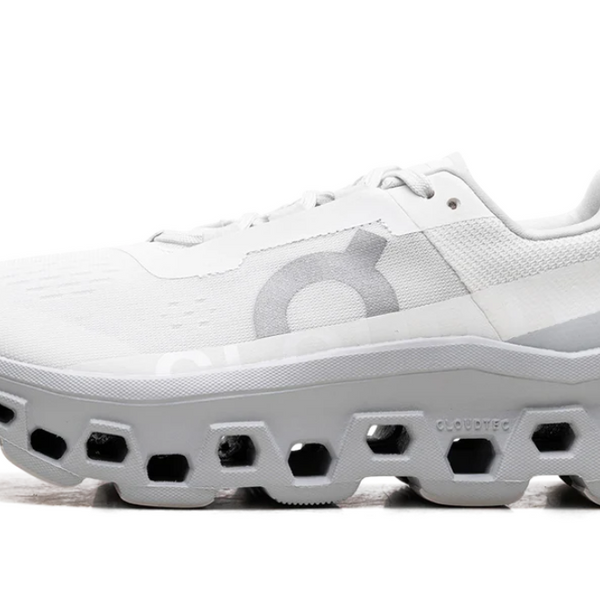 On Cloudmonster White And Glacier Grey Women's