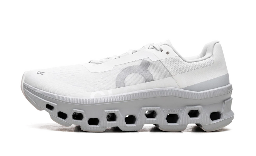 On Cloudmonster White And Glacier Grey Women's