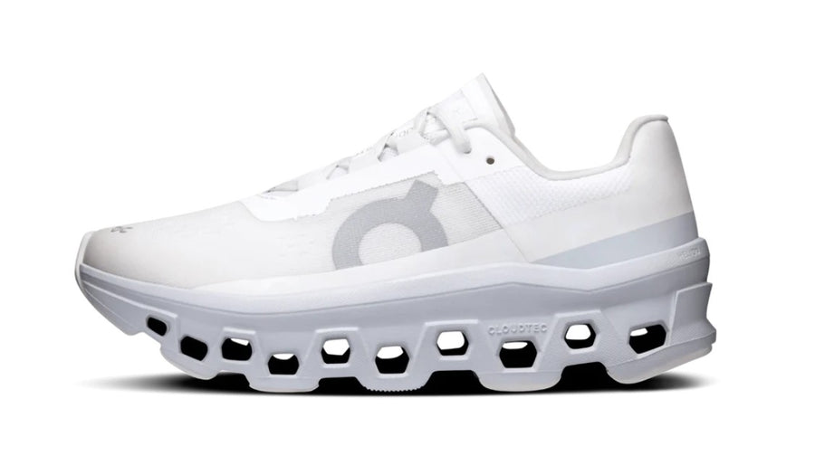 On Cloudmonster White And Glacier Grey Women's