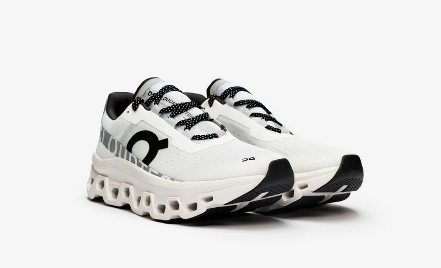 On Running Cloudmonster White Black Gray Women's