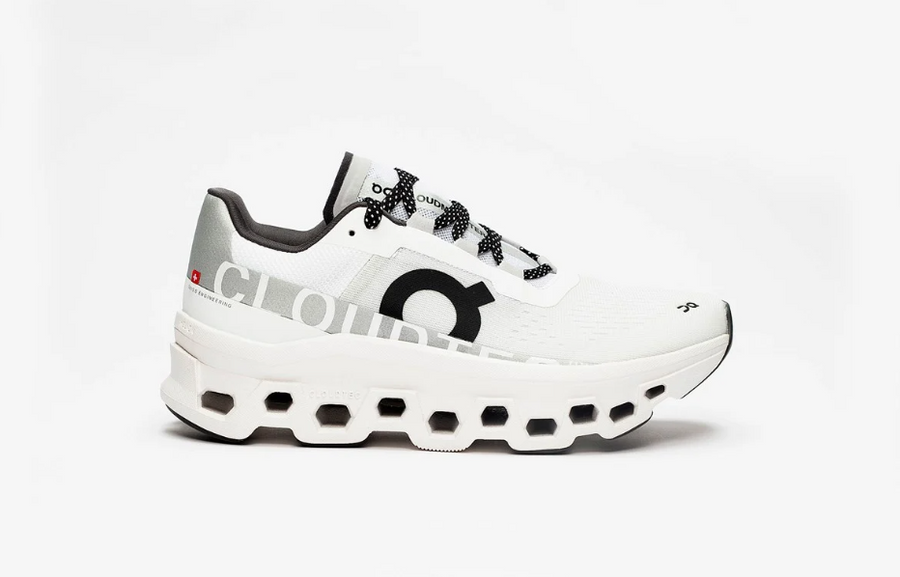 On Running Cloudmonster White Black Gray Women's