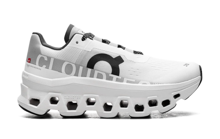 On Running Cloudmonster White Black Gray Women's
