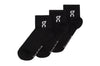 On Running Logo Sock Mid 3 Pairs Black