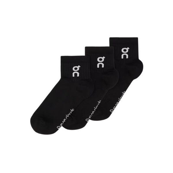 On Running Logo Sock Mid 3 Pairs Black