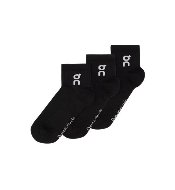 On Running Logo Sock Mid 3 Pairs Black