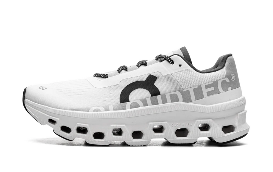On Running Cloudmonster White Black Gray Women's
