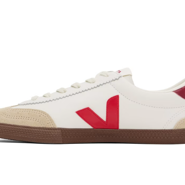 VEJA Volley Panelled Leather White Red Women's