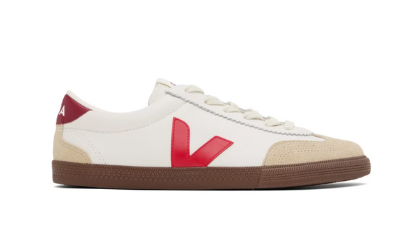 VEJA Volley Panelled Leather White Red Women's