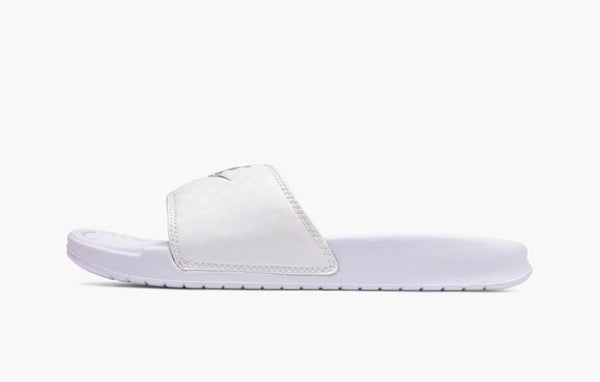 Nike Benassi JDI Sandals White Metallic Silver Women's - Pimp Kicks