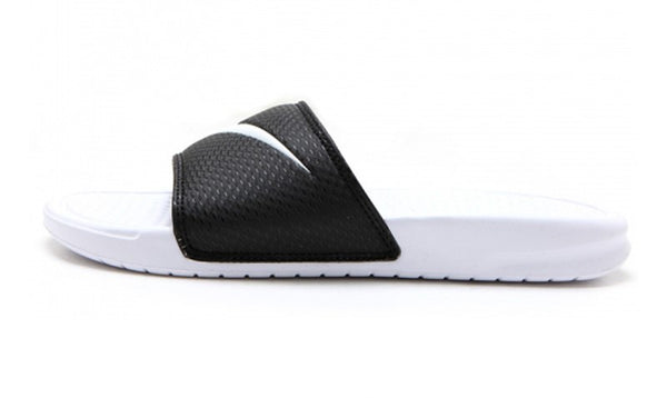 Nike Benassi Swoosh White Black Men's - Pimp Kicks