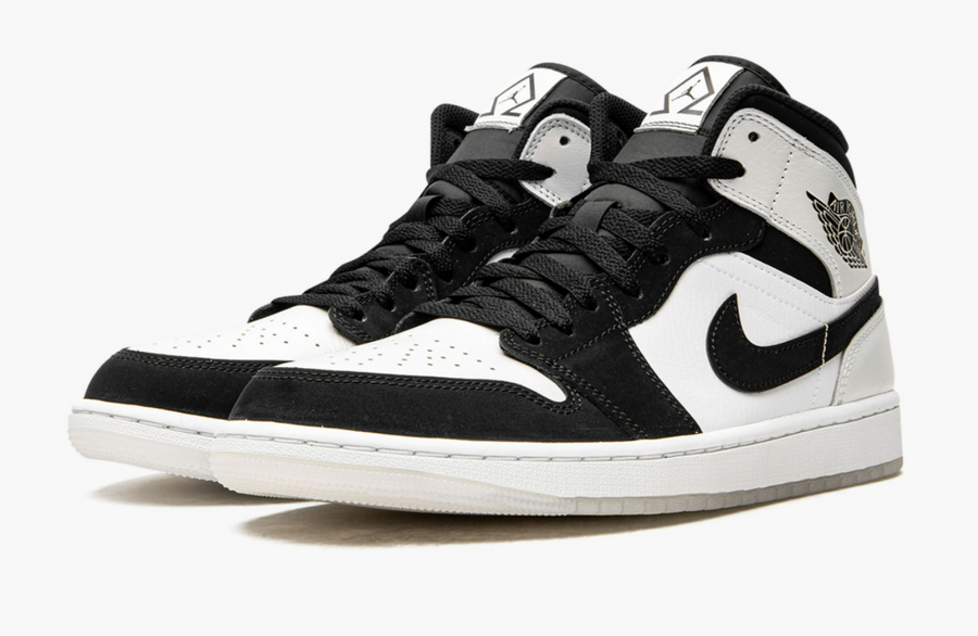 Jordan 1 Mid Black White Diamond Men's