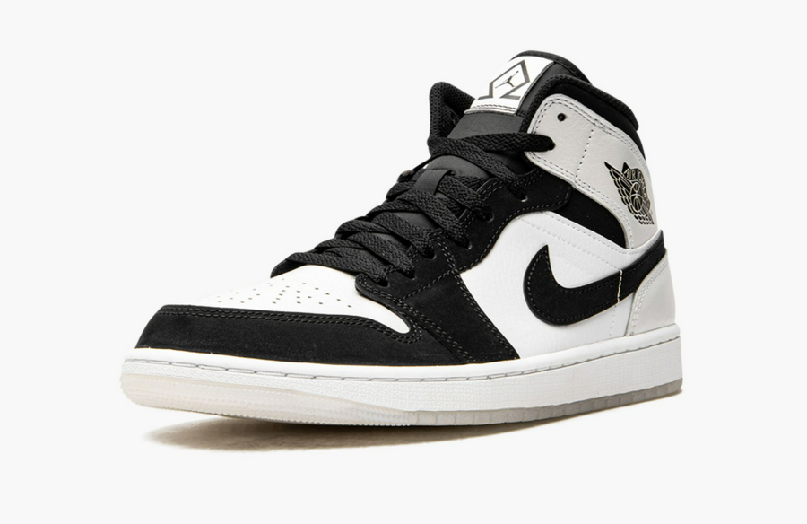 Jordan 1 Mid Black White Diamond Men's
