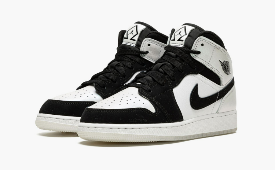 Jordan 1 Mid Black White Diamond (Gradeschool)