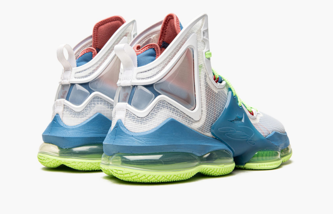 Lebron blue 2025 and white shoes