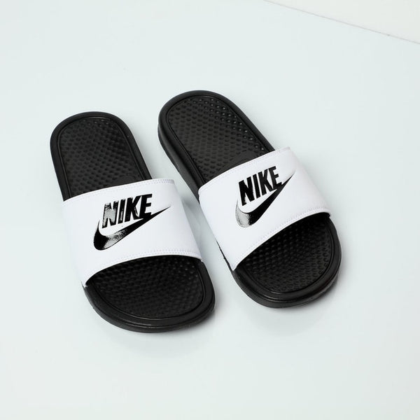 Nike Benassi JDI Sandals White Black Men's - Pimp Kicks