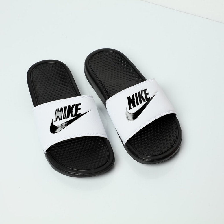 Nike Benassi JDI Sandals White Black Men's - Pimp Kicks