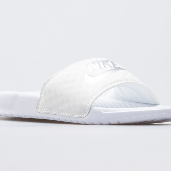 Nike Benassi JDI Sandals White Metallic Silver Women's - Pimp Kicks