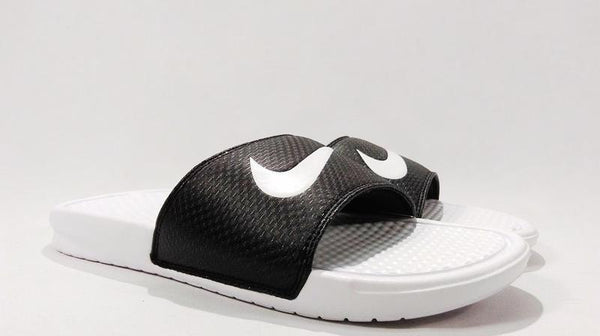Nike Benassi Swoosh White Black Men's - Pimp Kicks
