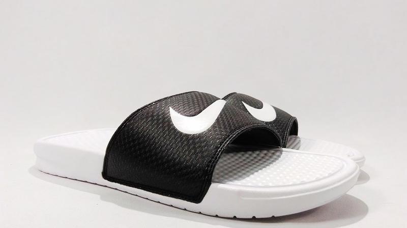 Nike Benassi Swoosh White Black Men's - Pimp Kicks