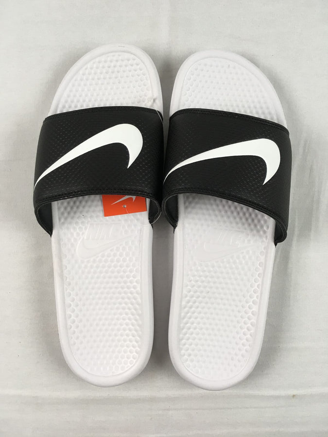Nike Benassi Swoosh White Black Men's - Pimp Kicks