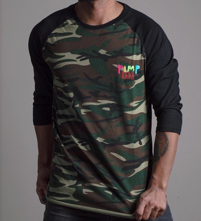 Pimp Kick Black Camo 3/4 Shirt - Pimp Kicks