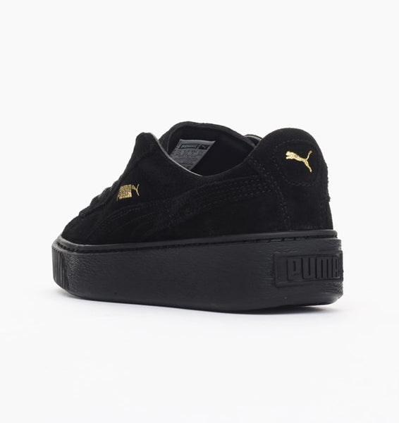 Puma Suede Platform Metallic Gold Black Women's - Pimp Kicks