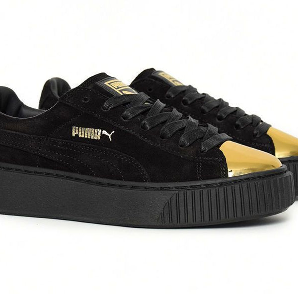 Puma Suede Platform Metallic Gold Black Women's - Pimp Kicks