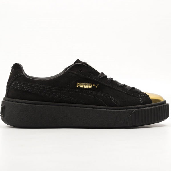 Puma Suede Platform Metallic Gold Black Women's - Pimp Kicks